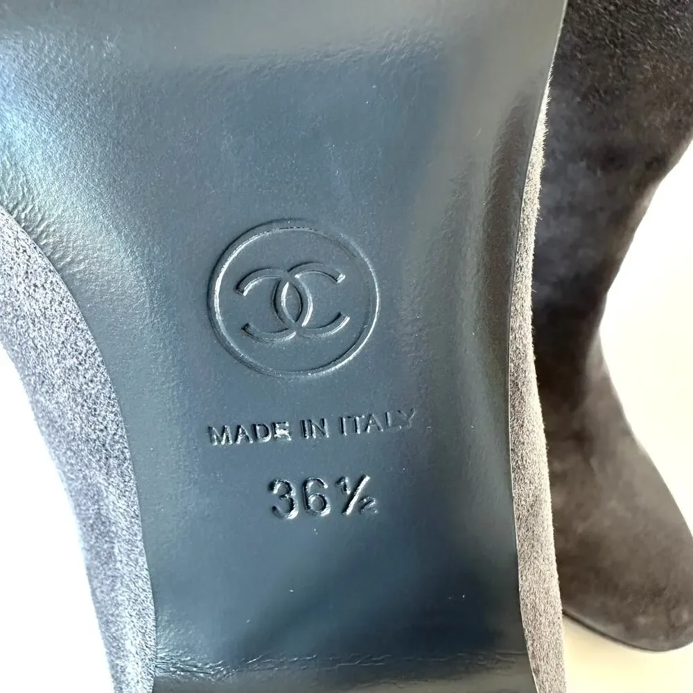 CHANEL grey suede
